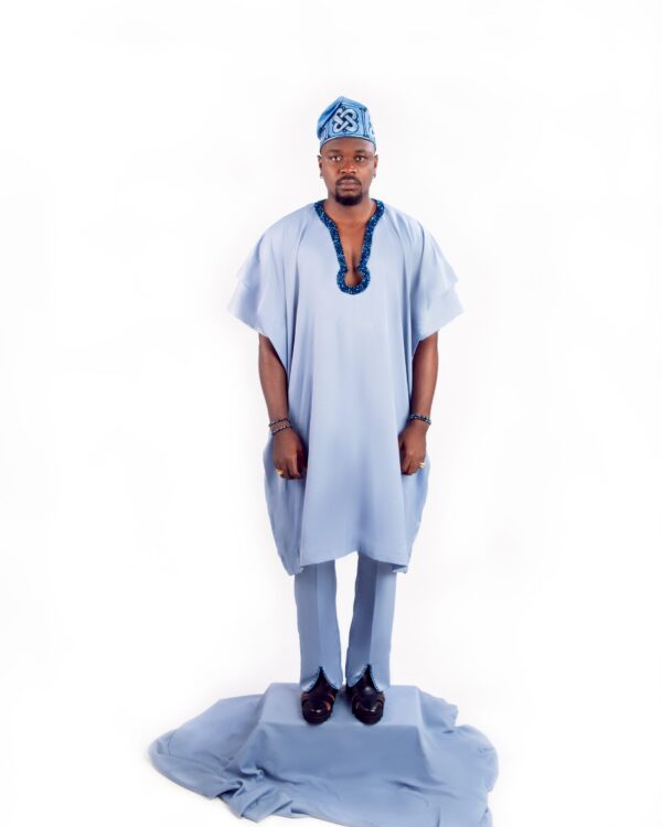 Gbajumo skye-blue beaded 2-piece