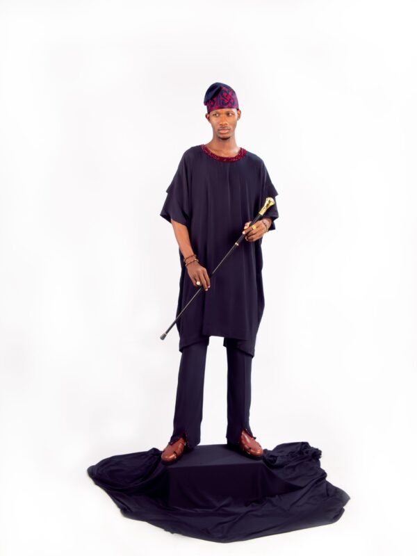 Gbajumo navy-blue beaded 2-piece