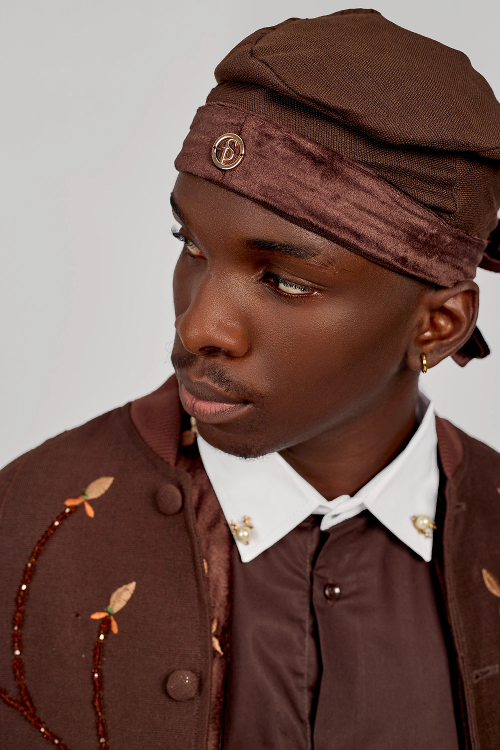 Omo eko 3 piece classic set brown 1.webp bespoke fashion design by Patrick Slim